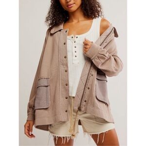 NWT FREE PEOPLE Dusted Cocoa Alexa Sweatshirt Shacket SZ: M